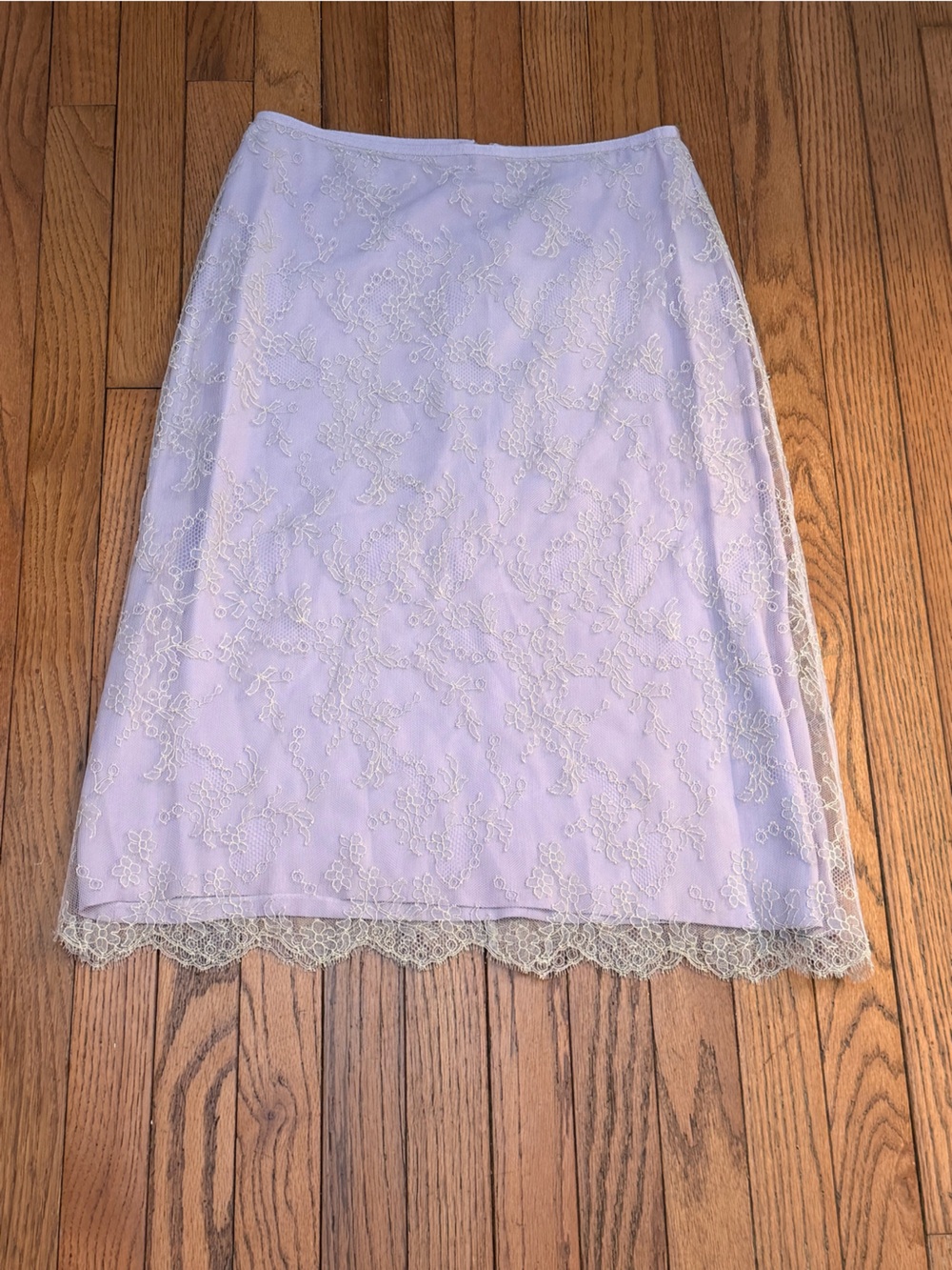 Barneys New York Lavender Lace-Trim Pencil Skirt made in Italy